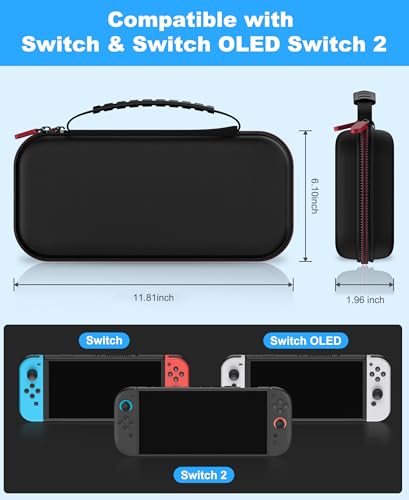 AIfasterfly Switch Carrying Case for Nintendo Switch 2 (2025)/Switch/OLED, Travel Carrying Case Hard Shell Protective for Nintendo Switch 2 Accessories,10 Game Card Slots, for Travel and Storage - size: Case Only