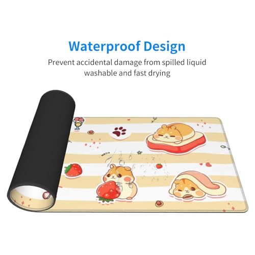 Cute Hamster Mouse Pad XL Large Mousepad Non Slip Rubber Base Desk Mat for Laptop Computer Gaming 31.5" X 12" - color: Cute Hamster