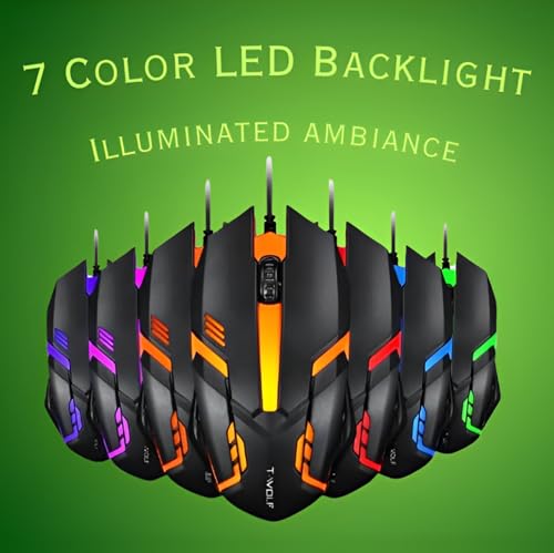 Wired USB Mouse – RGB Optical Computer Mouse,1200 DPI Office,Home and Game Mice for Windows PC, Laptop, Desktop, Notebook, for Right or Left Hand Use (Black)