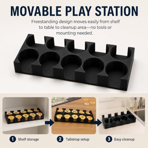 Number Coin Holder Compatible with Catan Board Game – Quick Token Setup | Freestanding Number Marker Organizer | Divided Tray for Tabletop Game Pieces