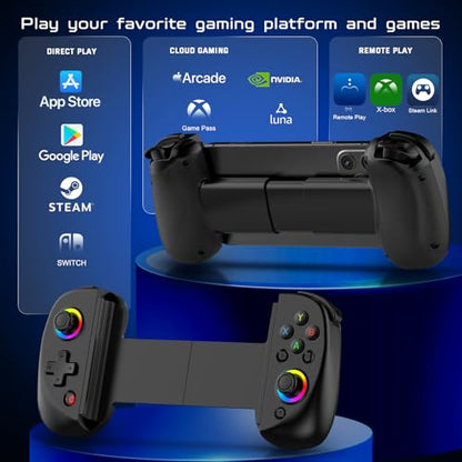 Joso Mobile Gaming Controller for iPhone/iPad/Tablet, Android Wireless Controller with Hall Effects Joysticks, Support PC/Switch, Play Cloud Games/PS Remote Play/COD/Genshin Impact & More - Black - color: Black