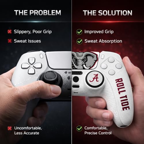 Silicone Gaming Cover Compatible with PS5 Controller - Officially Licensed University of Alabama Crimson Tide Away Design - color: Away-A1