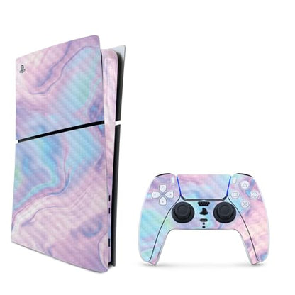 MightySkins Carbon Fiber Skin for PS5 PlayStation 5 Slim Digital Edition Bundle - Pastel Wave Protective, Durable Textured Carbon Fiber Finish Easy to Apply Made in The USA - color: Pastel Wave, size: PS5 Slim Digital Edition Bundle