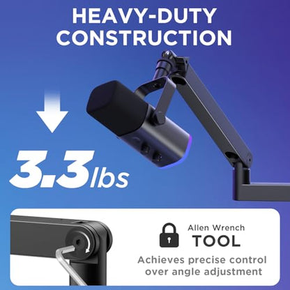 InnoGear Low Profile Mic Arm Boom Arm Microphone Stand Desk Mount, Black | for Fifine AM8 K669B Elgato Blue Yeti Shure SM58 SM7B, 3.3lb Weight Capacity, Vibration Resistant, Adjustable Angle - color: Black, style: Low Profile Mic Arm