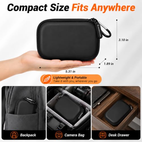 Comecase Dual SSD Case for SanDisk Extreme Portable SSD and Extreme PRO | Holds 2 Drives & 12 SD Cards, Elastic Strap Fit 500GB/1TB/2TB/4TB/8TB, Cable Groove and Carabiner for Travel, Black,Case Only - color: Black