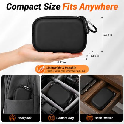 Comecase Dual SSD Case for SanDisk Extreme Portable SSD and Extreme PRO | Holds 2 Drives & 12 SD Cards, Elastic Strap Fit 500GB/1TB/2TB/4TB/8TB, Cable Groove and Carabiner for Travel, Black,Case Only - color: Black