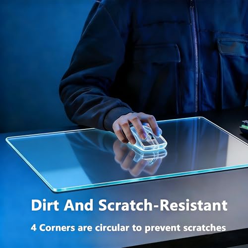 Glass Gaming Mouse Pad,Clear Hard Surface Gaming Mousepad,17.7''X15.7'' Tempered Glass Desk Mat,Ultra-Smooth Large Square Desk Mat,Improved Precision and Speed for Esports FPS Players - color: Transparent