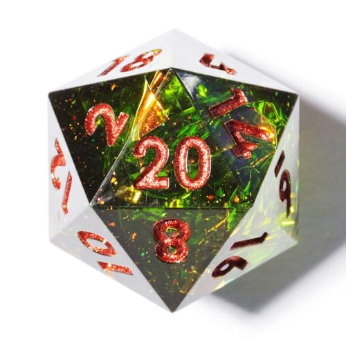 DND Resin Sharp Edge Polyhedral Dice Set,for Dungeons and Dragons RPG MTG Table Games,7 Pcs Handmade Gemstone Dice Set - color: Verdant Gild