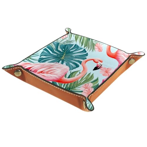 Flamingo Leaves Dice Tray Dice Rolling Tray Folding Dice Holder for Dice Games, Like RPG, DND and Other Table Games - color: Multi 3