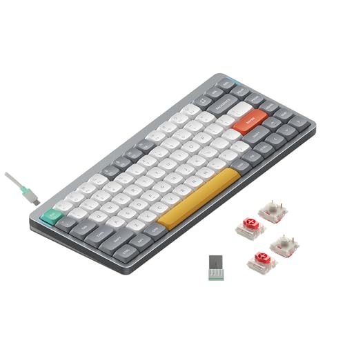 nuphy Air75 V2 Portable 75% Mechanical Keyboard,Wireless Keyboard,Supports Bluetooth/2.4G/USB-C RGB Gaming Keyboards,Compatible with Windows/Mac OS/Linux Systems Grey-Gateron Red Switch - color: Grey, size: Gateron Red Switch