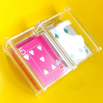 Double Deck Acrylic Playing Card Case/Holder, Clear Storage Playing Card Box - Fits Most Standard Size Playing Cards and Bridge Size Cards - color: Double Deck