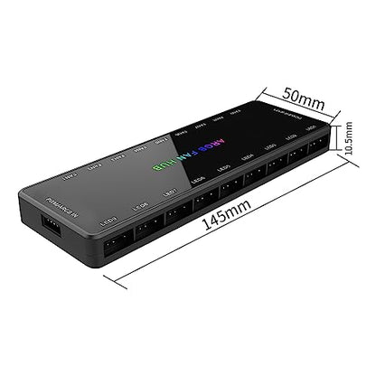 SHAKING TANK ARGB and PWM Fan hub,9 Ports RGB Hub,1 to 9 Multi Way Magnetic backplane Splitter 5V/3PIN Case Fan Hub Adapter PWM ARGB Fan Black - style: 1to9 ARGB&PWM Fan Hub