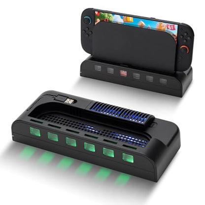 All-in-One Cooling Dock for Switch 2, RGB Stand with Smart Fan, Transparent Game Card Slots, USB Expansion & Ambient Lighting G-STORY