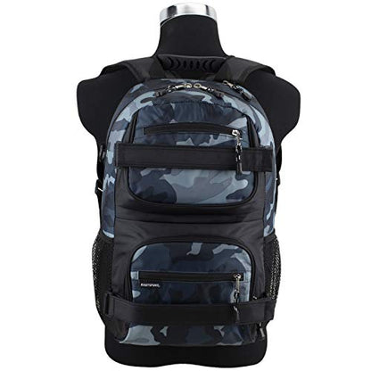 Eastsport Travel Skateboard Backpack Double Strap Laptop Bag Multi-Sport Design for Men and Women, Camo Black - color: Midnight Camo/Black