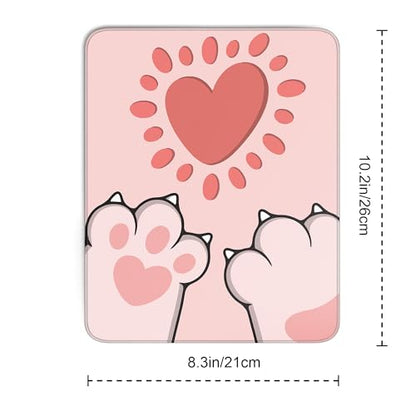 Cute Cat Paws Square Mouse Pad,Pink Cat Paws Mouse Pads for Wireless Mouse Desk Accessories,10"X8" Travel Mousepad with Non-Slip Rubber Base, Stitched Edge Mouse Pads for Desk,Computers,Laptop,Office - color: S-5