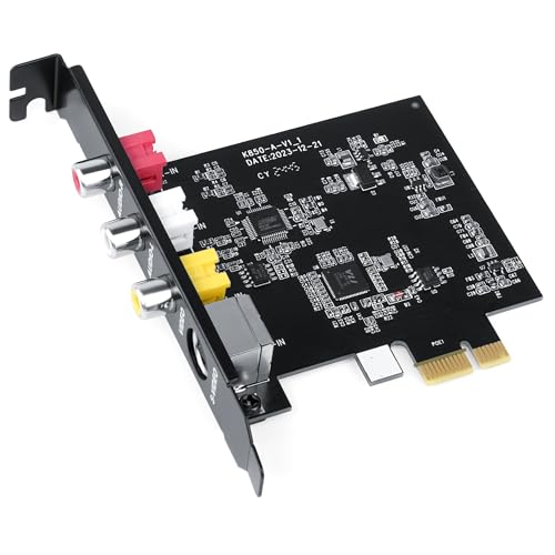 PCIE Video Capture Card, Ultra-Low Latency Pass-Through Capture Board for Retro Gaming & Legacy AV Devices, Compatible with Windows 8/10/11 & Linux - color: red