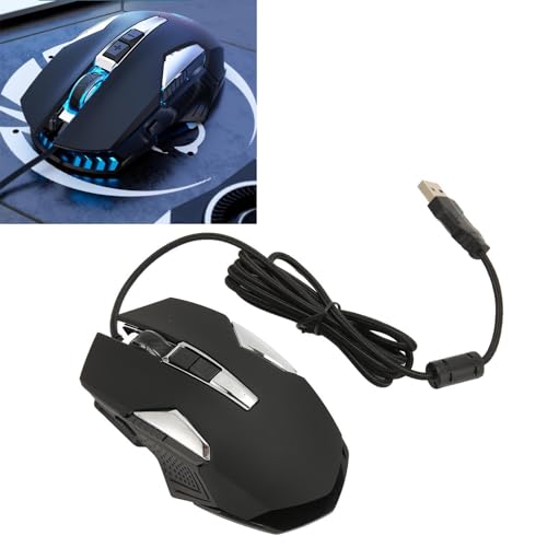 Sxhlseller RGB Gaming Mouse, Multifunction Ergonomic Wired Optical with Programmable Buttons and Backlight, 7200 DPI for Gaming, Work (Black)