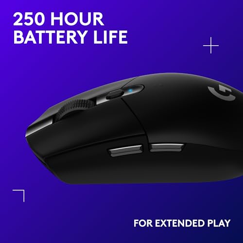 Logitech G305 Lightspeed Wireless Gaming Mouse - Black | HERO sensor, 12,000 DPI, Six programmable buttons, 250-hour battery, On-board memory - color: Black, style: Classic