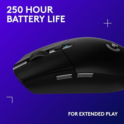 Logitech G305 Lightspeed Wireless Gaming Mouse - Black | HERO sensor, 12,000 DPI, Six programmable buttons, 250-hour battery, On-board memory - color: Black, style: Classic