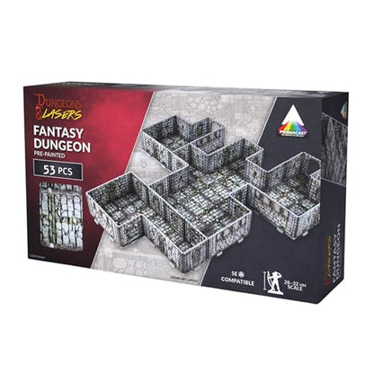 Dungeons & Lasers Prepainted Terrain Sets for DND and Tabletop RPG Games - 5E Compatible with 28mm-32mm Scale Miniatures - Modular Design for Fast Assembly (Fantasy Dungeon) - style: Fantasy Dungeon