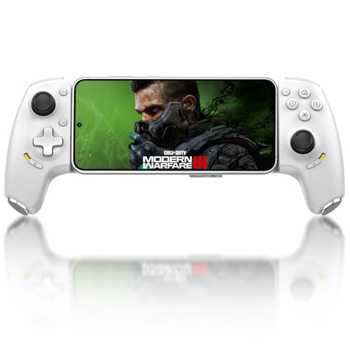 Joso USB C Mobile Gaming Controller, Plug & Play with Hall Effect Joystick/Triggers, 2 Back Buttons/3.5mm Audio Jack, for Cloud/PS/Xbox/PC Remote Play, Universal Phone Gamepad - color: White