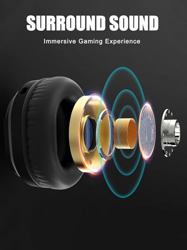Gaming Headsets with Mic for PC/PS5/PS4 Switch/Laptop/Mobile Phone,Over Ear Headphones with Noise Canceling Mic,Wired Headphones for Xbox One Series X/S(Adapter not Included) LED-CLS500-Black