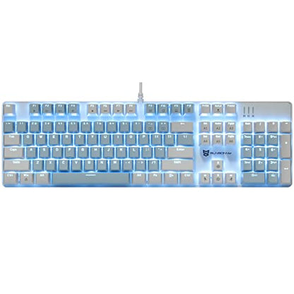 Merdia Full Size Wired Mechanical Gaming Keyboard | Blue Switch Led Backlit 104 Keys US Layout Mechanical Computer Keyboards | Hot Swappable Blue & White Keycaps Light Up PC Gaming Keyboard - color: Blue Switch Blue & White