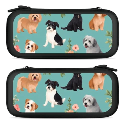 Game Console Storage Bag Compatible with Switch, Dogs Flowers Hard Shell Shockproof Travel Carrying Pouch with 15 Game Cartridges - color: Color(93)