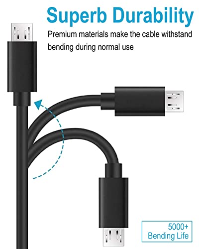 DEEGO Micro USB Cable, 15Ft Extra Long Controller Charger | Fast Android USB Charging Cable Compatible with PS4, PlayStation 4, Kindle, Security Cams,Charger Cord, Black - color: Black