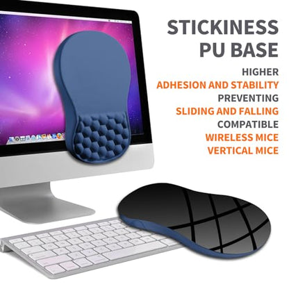 Ergonomic Joint Wrist Support Mouse Pad with Memory Foam Cushion Massage Bump, Carpal Tunnel Pain Relief Mousepad Slope Design for Wrist Rest, 11.8x7.9 in, Dark Steel Blue - color: Dark Steel Blue