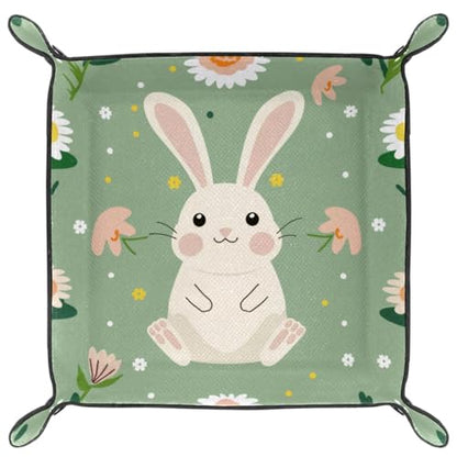 Easter Bunny Dice Tray PU Leather Dice Rolling Tray Folding Dice Holder for Dice Games, Like RPG, DND and Other Table Games - color: Multi 10