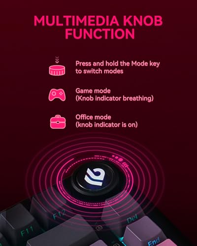 LEOBOG x Aula HI75C Pro Mechanical Gaming Aluminum Wireless Keyboard | Tri-Modes Bluetooth/USB-C/Wireless,Hot Swappable Pre-lubed Reaper Switches, Programmable RGB Backlit 81 PBT Keycaps - color: Black Pink