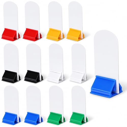12 Sets Plastic Game Pieces for Board Games, 6 Colors Double-Sided Card Stands with Blank Cards Board GameTable Cards Display Stands for Bingo Game Night Party Supplies