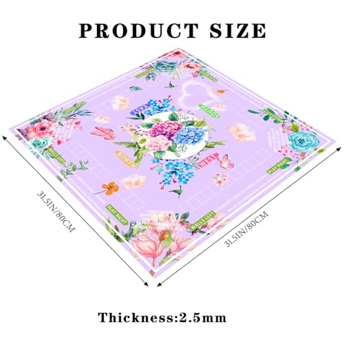 Mahjong mat for Table/31.5lnch/American Mahjong Table Cloth with Rules mats with Drawstring Bag,Noise ReductionAnti-Slip Game mat for Table,for Mahiona/PokerBoard Games/Card Games (Light purple) - color: Light Purple