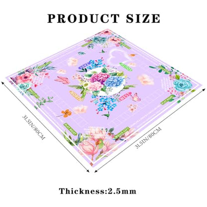 Mahjong mat for Table/31.5lnch/American Mahjong Table Cloth with Rules mats with Drawstring Bag,Noise ReductionAnti-Slip Game mat for Table,for Mahiona/PokerBoard Games/Card Games (Light purple) - color: Light Purple