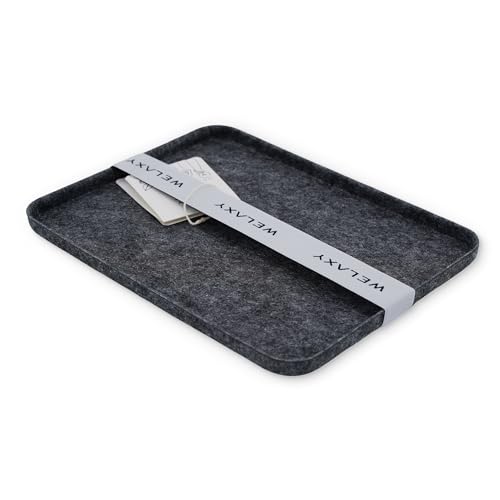 Welaxy felt tray Lid for Storage Bins Drawer Organizer bin cap of box for junk stuff stationery makeup jewelry closet bathroom minimalist lifestyle (Charcoal Lid, M) - color: Charcoal Lid, size: M