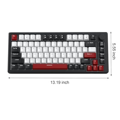 MageGee 75% Mechanical Gaming Keyboard, Compact Blue Backlit Wired Gaming Keyboards with Red Switches, EVA Foam, Knob Control, STAR75 Portable NKRO PC Gaming Keyboard - Black & White - color: Black & White - Red Switch