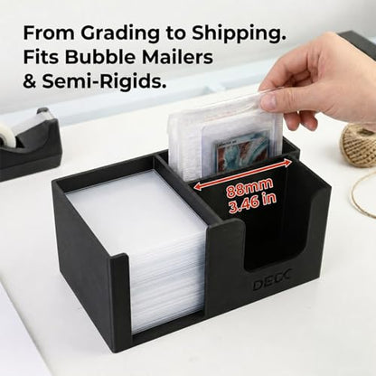 DEDC 3-Slot Toploader Dispenser and Card Caddy with Penny Sleeve Holder | Compact 3D-printed PLA organizer with quick-access slots for semi-rigid holders, grading prep, live breaks and order packing. - size: 3slot