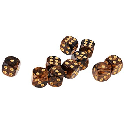 10PCS Polyhedral Dice D6 Dice 16mm Acrylic Dice Game Dice for RPG MTG DND Dice Table Games (Black Gold) - color: Black Gold