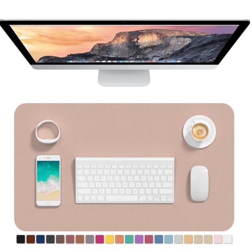 Hsurbtra Desk Pad, 23.6" x 13.8" PU Leather Desk Mat, M Extended Mouse Pad, Waterproof Desktop Blotter Protector, Non-Slip Ultra Thin Small Laptop Keyboard Writing Mat for Office Home, Beige Apricot - color: Beige Apricot, size: 23.6" x 13.8"