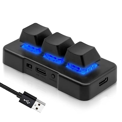 USB Mechanical Gaming Keyboard 3 Key Mini Keypad Customize Programmable Macro Keyboard OSU Keypad One Key Control Combo with RGB Backlit for PC Video Game Office Work Sheet Music,HID
