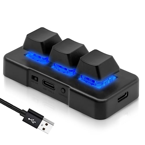 USB Mechanical Gaming Keyboard 3 Key Mini Keypad Customize Programmable Macro Keyboard OSU Keypad One Key Control Combo with RGB Backlit for PC Video Game Office Work Sheet Music,HID