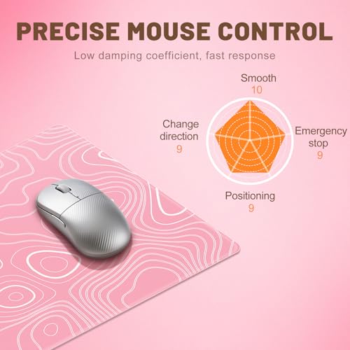 Glass Mousepad, Hard Surface Gaming Mouse Pads, Mousepad Gaming, Glasspad | Glass Pad, Professional Esport Tempered Glass Mouse Pad, Hard Mouse Pad for Bed, 11.8"×9.8" computer mat - color: Contour Lines - Pink and White