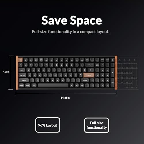 Keychron K4 HE 96% Wireless Hall Effect Keyboard with Number Pad, Rapid Trigger Magnetic Switches, QMK Launcher, 2.4GHz/Bluetooth/Wired, Mac & Windows, Wood Accent Frame, Black (Non-Shine-Through) - color: Special Edition Black