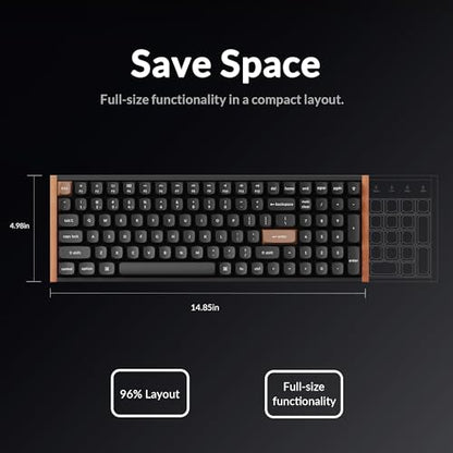 Keychron K4 HE 96% Wireless Hall Effect Keyboard with Number Pad, Rapid Trigger Magnetic Switches, QMK Launcher, 2.4GHz/Bluetooth/Wired, Mac & Windows, Wood Accent Frame, Black (Non-Shine-Through) - color: Special Edition Black