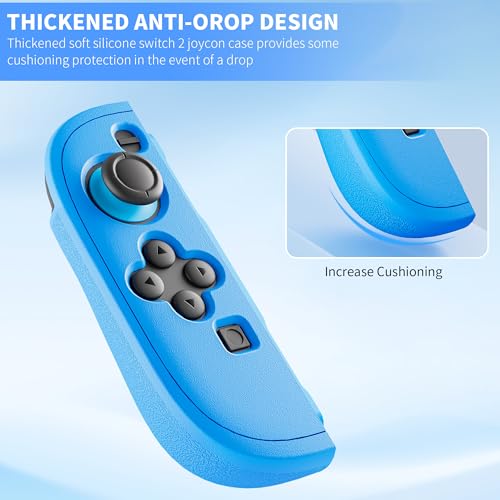 PAWDIARY [2 Pieces Switch 2 Controller Case Silicone Softshell, Anti-slip Switch 2 2025 Grip Cover Protector and 2 Thump Caps, Ergonomic Comfort Handheld Controller 2 Skin - Blue - color: Blue-Blue