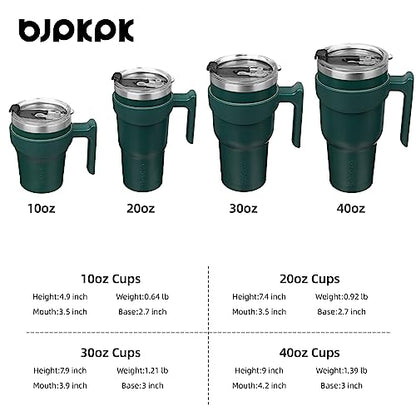 BJPKPK 10 oz Mini Tumbler with Lid, Straw & Handle, Insulated Steel Cup | Small, Spill Proof, Leak Proof, Thermal, Double Wall Vacuum, Sweatproof, Dishwasher Safe, BPA Free, Army Green - color: Army Green, size: 10 Ounces