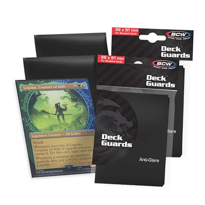 BCW Deck Guard - Double Matte Black Card Sleeves | Acid-Free, Archival-Safe, No PVC | Anti-Glare Matte Finish | Fits Standard 2½" x 3½" Game Cards | Durable Deck Protector Sleeves | 100 Ct - color: Black