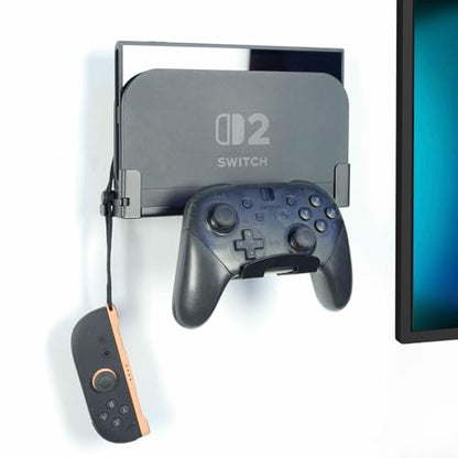 Wall Mount for Switch2 with Controller Holder | All metal ,Easy to install,simple and elegant,Space-Saving Sturdy 2-in-1 Holder