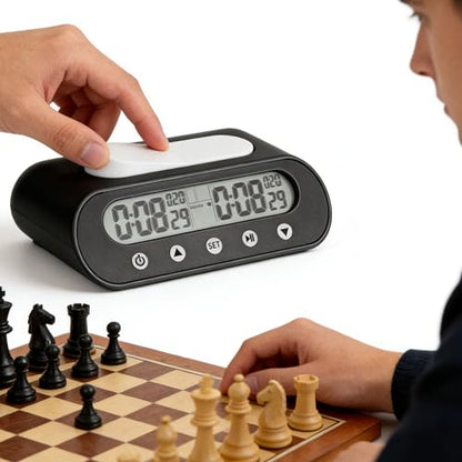 VINJOE Chess Clock Digital Chess Timer Professional for Board Games,Portable Digital Chess Clock & Game Timer with Basic,Bonus,Delay and Positive Time Features with Alarm Function Best Gifts